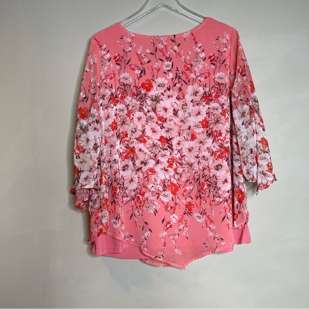Roz and Ali peach Floral Blouse size XL - Picture 3 of 9